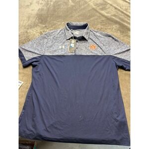 Under Armour Auburn Tigers HeatGear Polo Shirt Men's 2XL 2XLT 2XG Navy Orange